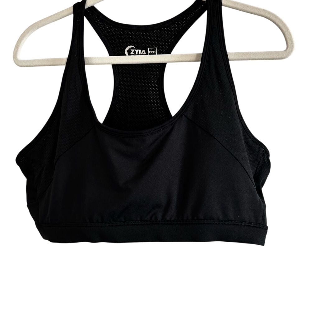 Zyia Active Classic Mesh Bra‎ 3X XXXL Black Racerback Sports Bra Activewear NWT